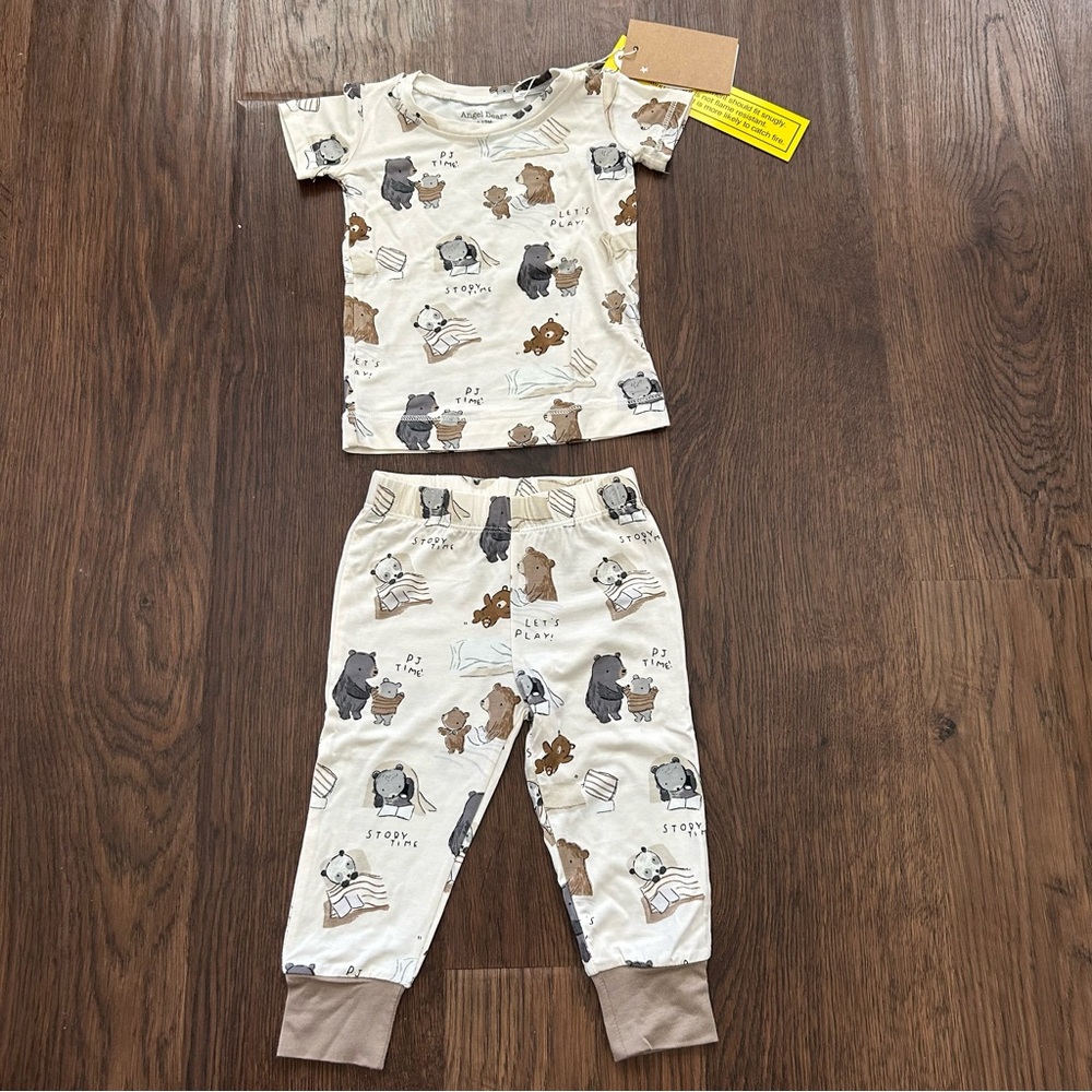Angel Dear Sleepytime Bears Loungewear Set Bamboo PJs 6-12m